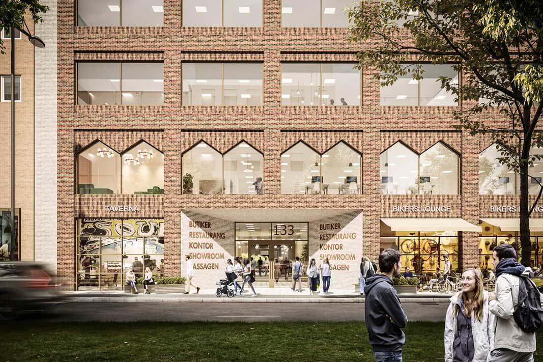 Visionsbild av entré till fastigheten.