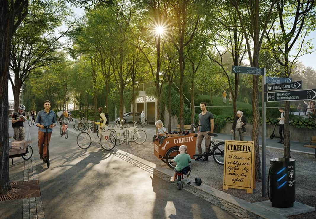 Visionsbild över Slakthusområdet på sommaren