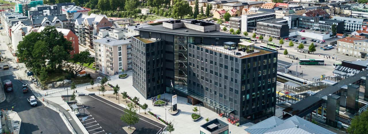 Vy över centrala Växjö.