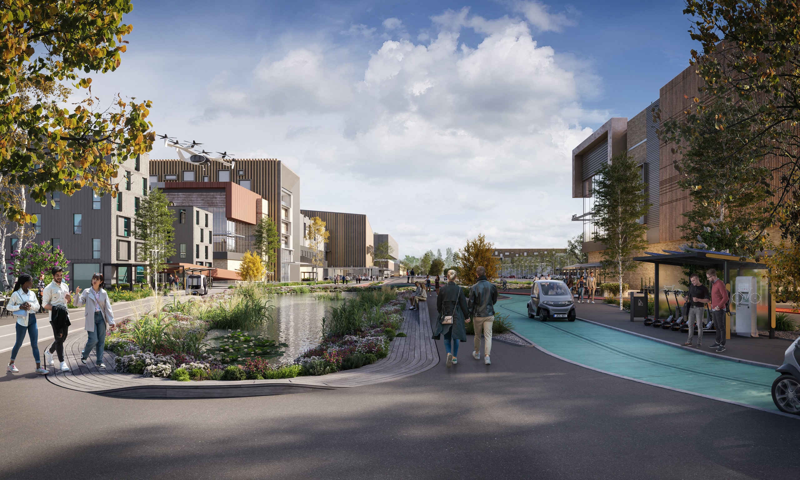 Renderad översiktsbild autonoma fossilfria fordon