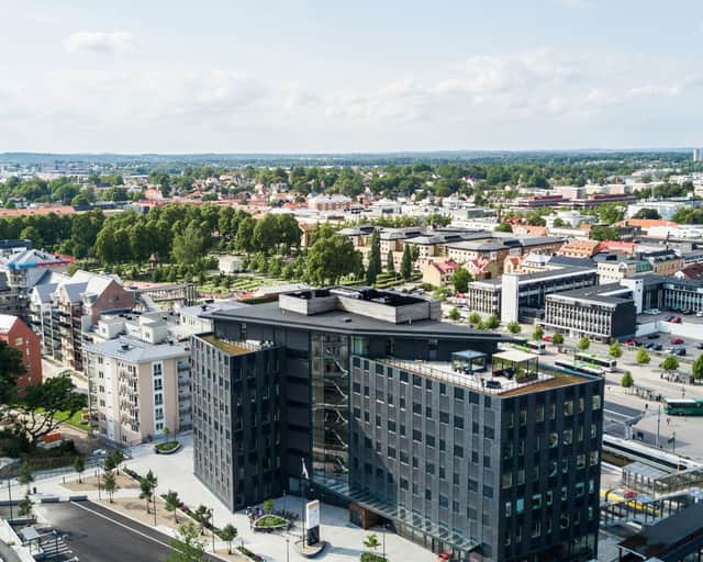 Vy över centrala Växjö.