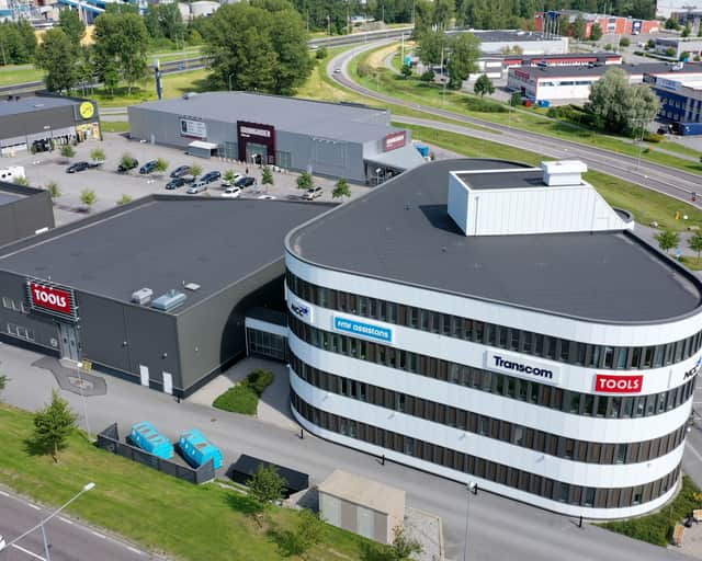 Vy över fastighet som är formad som en triangel