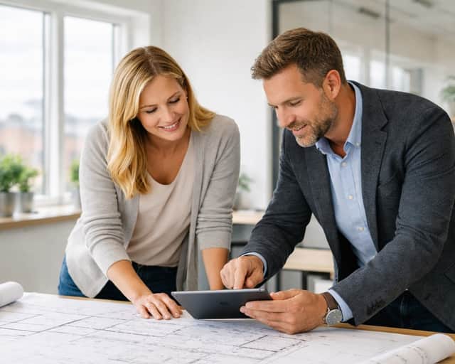 2 Ingenjörer tittar på en ipad