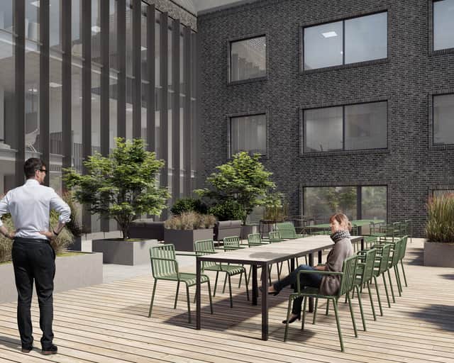 Visionsbild av utemiljön.