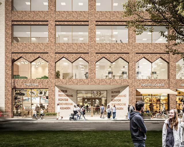 Visionsbild av entré till fastigheten.