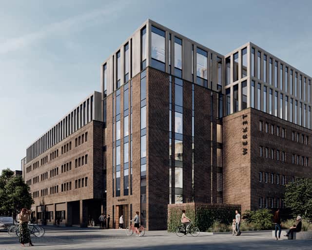 Påbyggnaden uppe på Werkets tak åt Polisen