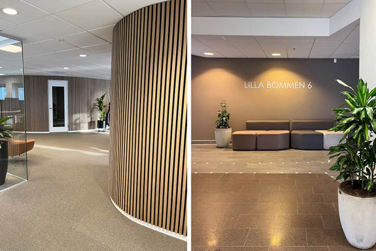 Kollage med interiörbilder från lokalen