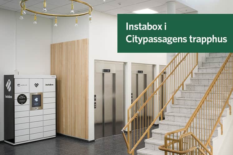 Instabox i Citypassagens trapphus.
