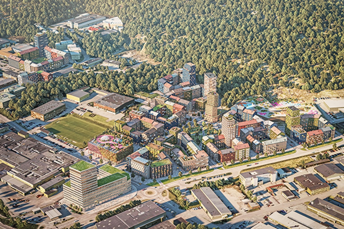 Flygfoto &ouml;ver omr&aring;det.