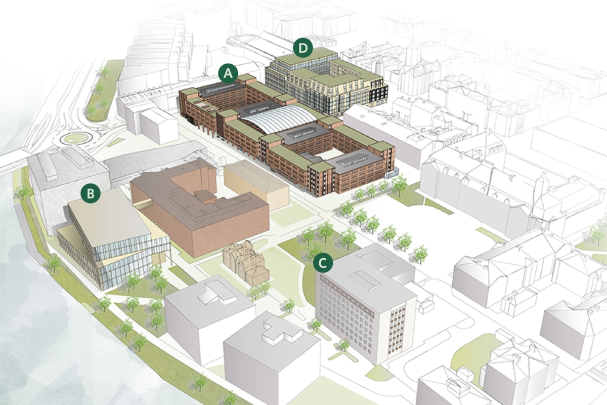 Karta med aktuella fastigheter utm&auml;rkta.