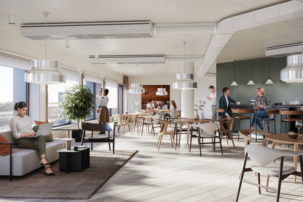 Arkitektbild av kontorsinteri&ouml;r.